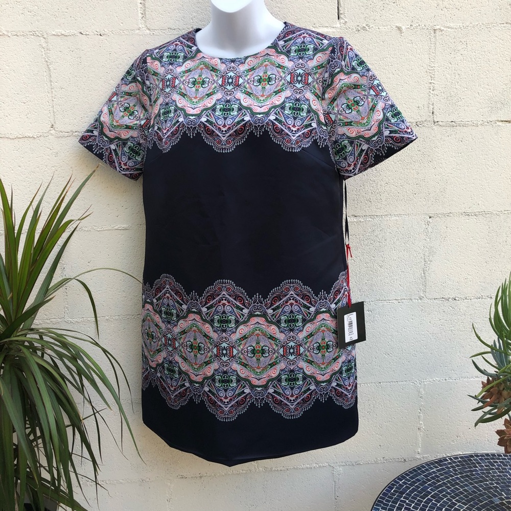 NWT Cynthia Rowley Dark navy retro blue dress Sz 8 - Picture 2 of 8